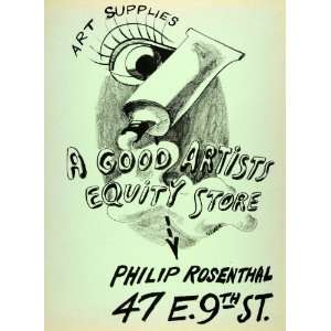 1950 Original Lithograph Philip Rosenthal Art Supplies 