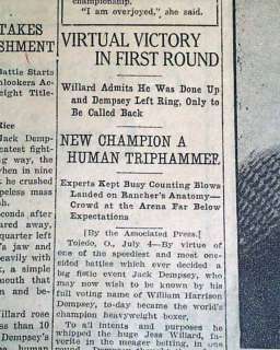 1919 JACK DEMPSEY Vs. Jess Willard Boxing Large Photo OLD Newspaper 