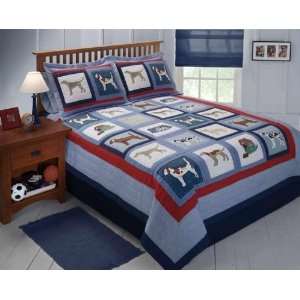  Pem America Doggy And Doggy Twin Quilt With Pillow Sham 