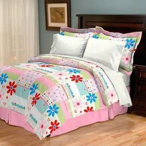   Orange Pink Girls Twin Comforter Set 6 Piece Bed in a Bag Set Home