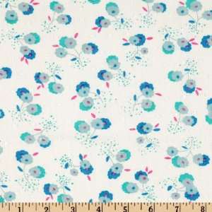  54 Wide Printed Cotton Swiss Dot Herma Floral Blue 
