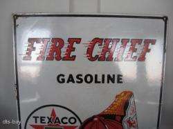 HEAVY PORCELAIN TEXACO FIRECHIEF GAS STATION PUMP ADVERTISING SIGN 