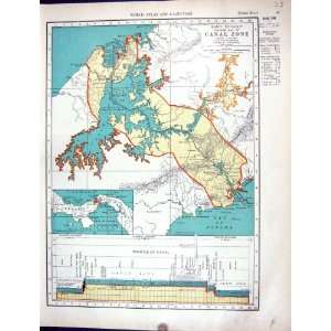  Collier Antique Map 1936 Rand Mcnally Canal Zone Panama 