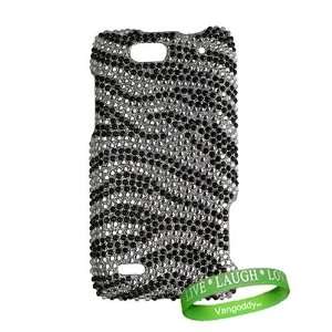  Smartphone Accessories Silver Zebra Hard 2 Piece Diamond Bedazzled 