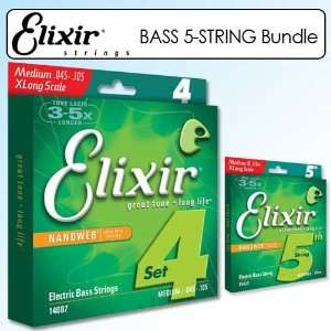 string Medium/Extra Long Scale .045   .105 Bundle With 5th Bass String 