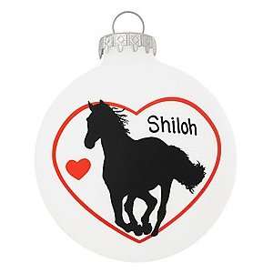  Personalized Horse Heart Silhouette Glass Ornament