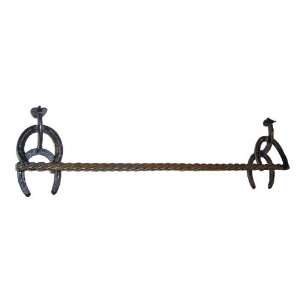    24 Horseshoe Cowboy Towel Bar with 3/4 Rope