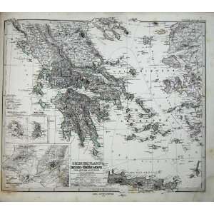 1876 Stielers Map Greece Zante Athens Archipel Corfu 