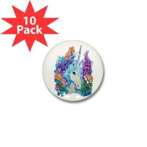  Mini Button (10 Pack) Unicorn in Flowers 