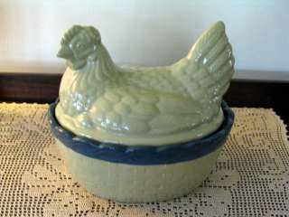 Hen on Nest Pottery Dish marked TAIWAN  
