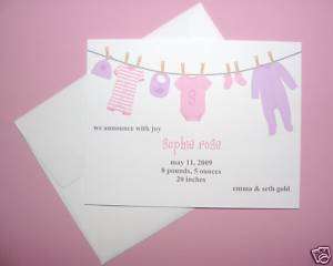 50 Baby Clothes Birth Announcement Personalized   Girl  