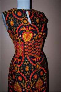 Vintage 60s 70s Charlotta Maxi Dress Fall Halloween Color abstract M/L 