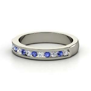  Daria Ring, 14K White Gold Ring with Diamond & Sapphire 