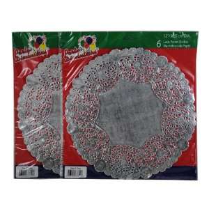  Lot of 12 Silver Round 12 Doilies Lace Paper