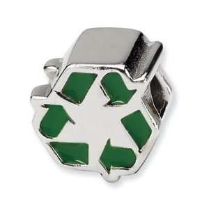  Reflections by SimStars Recycle Symbol Silver Enamel Bead 