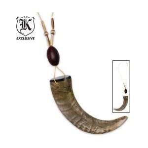  Natural Sheep Horn with Metal Horn Bone Necklace Sports 