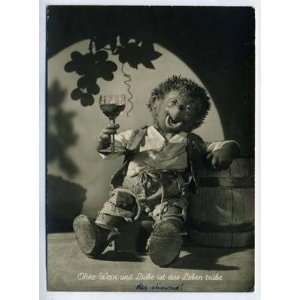  Mecki the Hedgehog Drinking Wine Postcard August Gunkel 