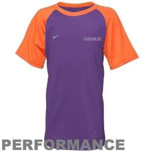  Nike Clemson Tigers Purple Youth Raglan Performance T 