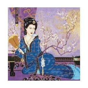 Lady With Fan Counted Cross Stitch Kit 13 1/2x13 1/2 14 