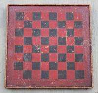 Antique Primitive Hand Made Old Paint 2 Sided Game Board Chess Checker 