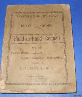 Union By Laws United American Mechanics Clarington Ohio  