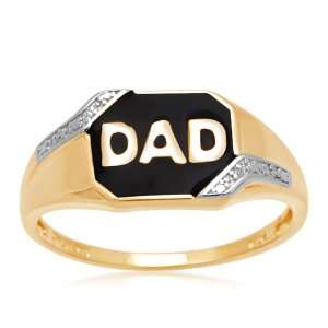 Sterling Silver Enamel DAD Rectangular Diamond Ring (0.01 cttw, I J 