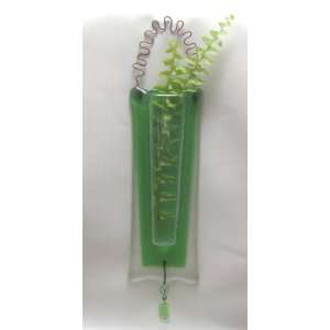    Green Fused Glass Hanging Vase by Bill Aune
