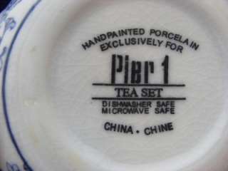 Blue White Oriental Tea Pot 2 Cups Pier One Imports  