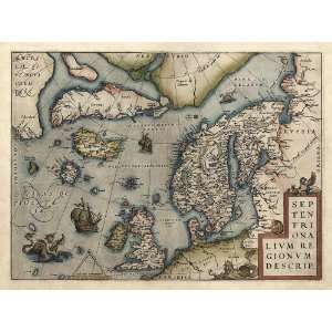  Antique Map of Northern Europe (1570) by Abraham Ortelius 