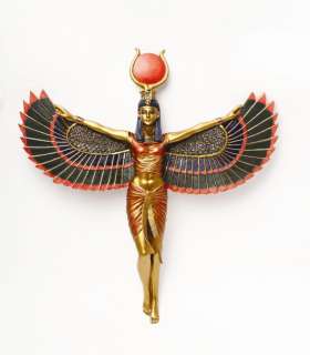ANCIENT EGYPTIAN GODDESS ISIS OPEN WINGS WALL PLAQUE  