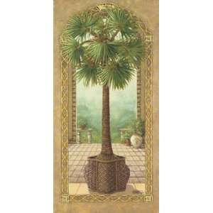 Palm Tree in Basket II, Canvas Transfer by Janet Kruskamp, 12x24 