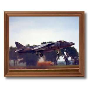  USMC AV8B Harrier Jet Airplane Picture Oak Framed Art 
