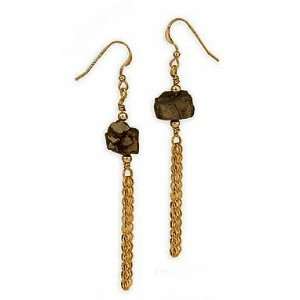  14/20 Gold Filled French Wire Earrings, Pyrite Nuggets, 2 