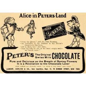   Ad Alice in Peters Land Swiss Milk Chocolate Frogs   Original Print Ad