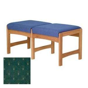 Two Person Bench   Medium Oak/Green Arch Pattern Fabric 