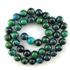    10mm blue green azurite round beads 16 strand
