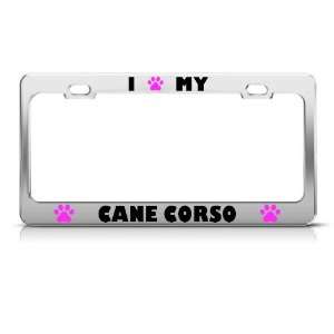 Cane Corso Paw Love Dog license plate frame Stainless Metal Tag Holder