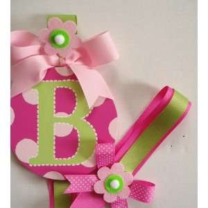   painted round wall letter hair bow holder   polka dot