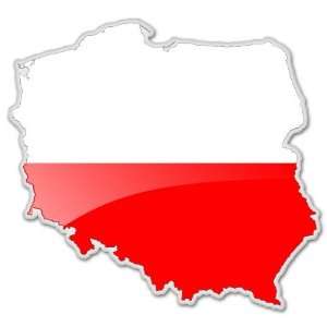  Poland Polish Map Flag car bumper sticker decal 4 x 4 