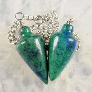 j71413 Two lapis chrysocolla pendulum pendant  