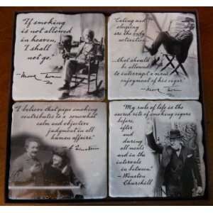  Italian Marble Cigar Quotes Coaster Set 