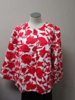   Louis DellOlio Floral Cotton Sateen Crew Jacket NWOT Red/White  