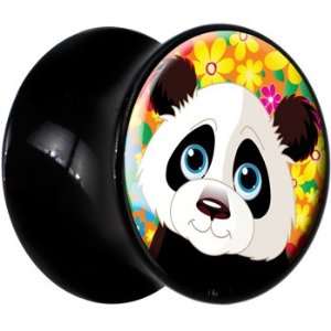  16mm Black Acrylic Baby Panda Bear Saddle Plug Jewelry