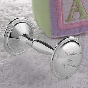  Personalized Silver Plated Baby Rattle Baby