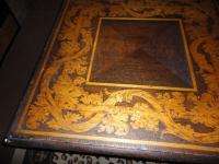   ARTS & CRAFTS FLEMISH PYROGRAPHY TABLE TWISTED BARLEY LEGS  