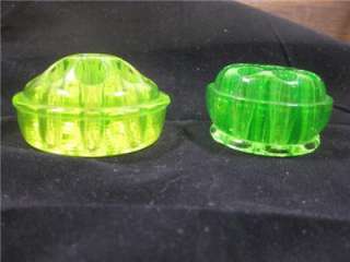   Green 8 hole Art Glass Flower Frog or pen pencil paintbrush holders