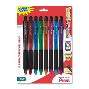 Pentel Wow Gel Colors Sparkle Retractable Gel Pen, 0.7mm, Medium Line 