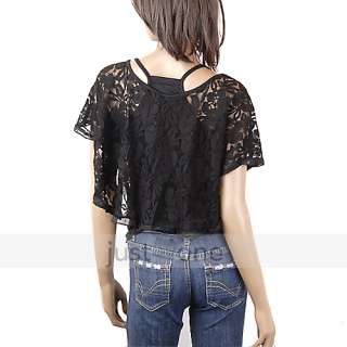 fashion women lace top shirt cover up blouse vest 2in1 article nr 