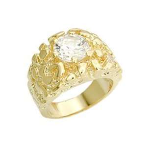   Solitaire Clear Cubic Zirconia Gold Tone Ring, Size 8 13 Jewelry