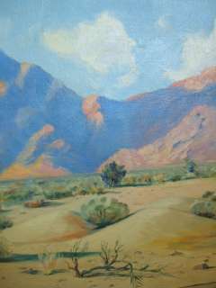 40s Allen Cole California School Artist Desert Landscape Oil Painting 
